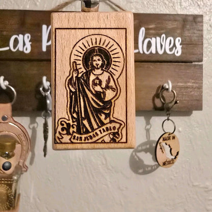 Llavero de San Juditas y La Virgen.